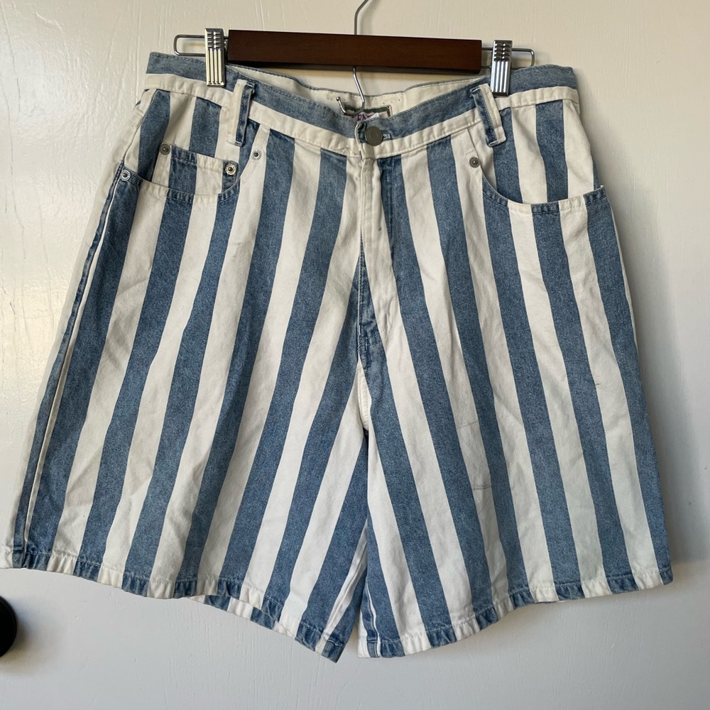 Vintage Cenza Striped Denim Shorts